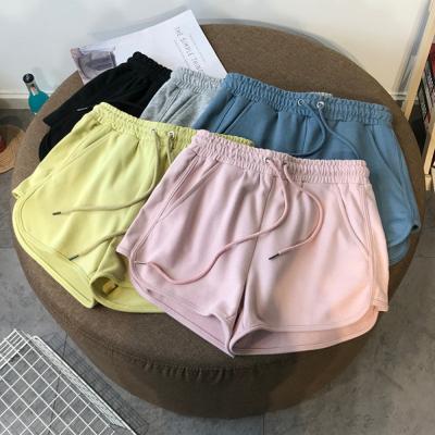 China Korean 2022 New Fashion Solid Color Elastic Waist QUICK DRY Women Girls Thicken High Waist Wide Leg Straight Pants Loose Casual Shorts for sale