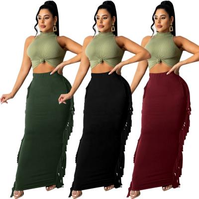 China New Summer Breathable Casual Women's Bust Skirt After Fork Color Sleeve Maxi Dress OL Pencil Package Hip Solid Short Skirt for sale