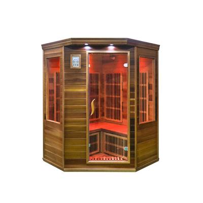 China Computer Control Panel High Quality Red Cedar Corner Far Infrared Sauna Room for sale