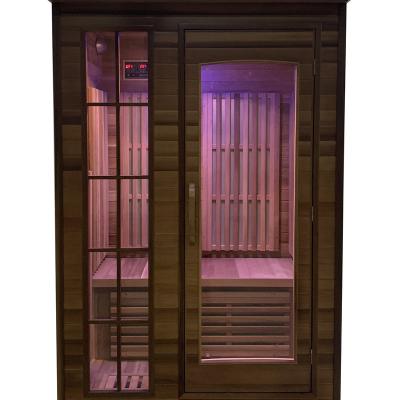 China Computer Control Panel Wooden Soild Red Cedar 2 Person Far Infrared Sauna Room for sale