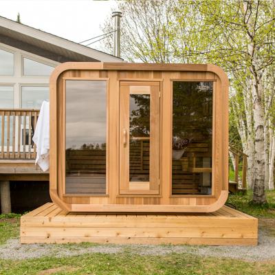 China Hot sale 4 people computer control panel red cedar cube hot canadian sauna outdoor sauna can be customized for sale