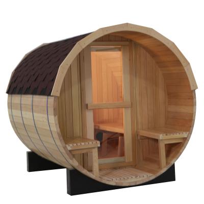 China Solid outdoor computer control panel red cedar barrel sauna rooms for sale for sale