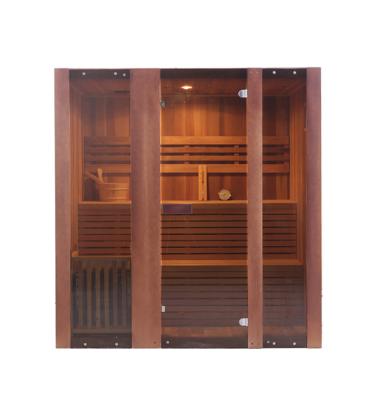 China Hot-selling 4 person red cedar steam sauna computer control panel with Harvia/SAWO sauna stove can be customized for sale