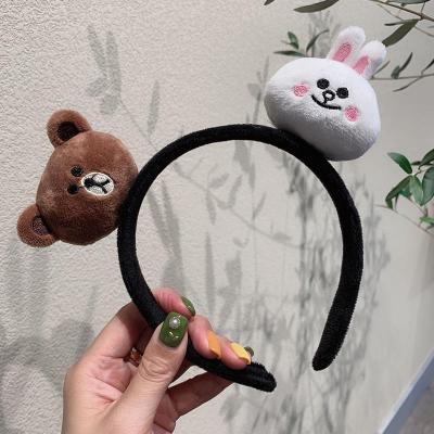 China Duck Hair Decoration Kawaii Bear Daily Plush Hair Decoration Kids Makeup Bath Adult Hair Accessories Wash Cute Face Doll Headband Wholesale for sale