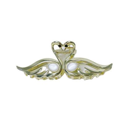 China New Design Hair Accessories Metal Alloy Opel Double Swan Hair Clips Romance Hair Accessories French High-End Hair Claw Clip For Women for sale