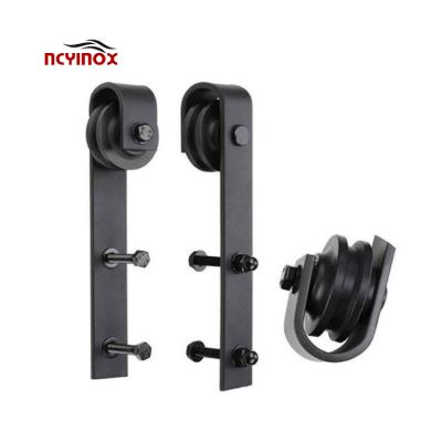 China Bulletproof Wooden Sliding Barn Doors Roller Fitting System for sale