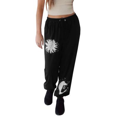 China High Waisted Washable Ladies Lounge Joggers Sport Tracksuit 40% Polyester 40% Spandex Printed Lightweight Sweatpants For Women Loose for sale