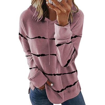 China High quality winter oversized hoodies shuliqi Anti-wrinkle hoodies printing loose print women casual striped hoodies for sale