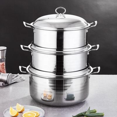 China Best Sale 3 Piece Stainless Steel Cookingware Ollas Pot Set Cooking Pot Set Kitchen Ware Pot Cookware Set for sale