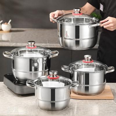 China Factory Direct Sale Kitchen 8 Pcs Cooking Pots Cookware Sets Stainless Steel Soup Pot Set Cooking Pot Sets for sale