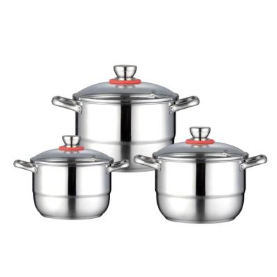 China Wholesale TOP Seller Kitchen Silver 6 PCS Soup Pots Steamer Pot Deep Steaming Pot Sets For Cooking for sale