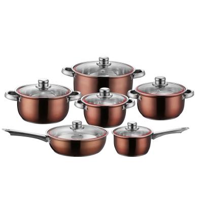 China Factory Wholesale Kitchen Pot Sets Cooking Pots And Pans Stainless Steel Sets Cookware Sets With Glass Lid for sale