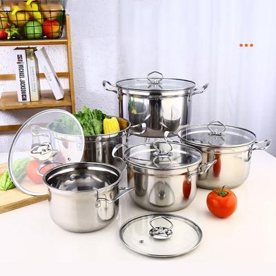 China High Quality Kitchen 10 Pcs Stainless Steel Cookware Set Soup & Stock Pot Set Cooking Pot Set for sale