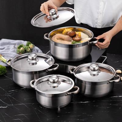 China Hot Selling Kitchen Cooking Pot Set Stainless Steel Soup & Stock Pots Cookware Cooking Soup Pot Set for sale