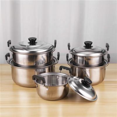 China Allnice Quality Cookware Set Cooking Pot Sets 410 Stainless Steel Pots for sale