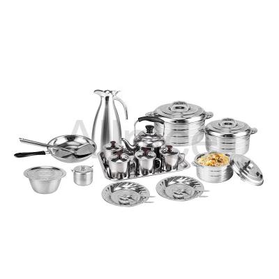 China Family use stainless steel 410 cookware set kitchen 21pcs cooking pot water kettle for sale