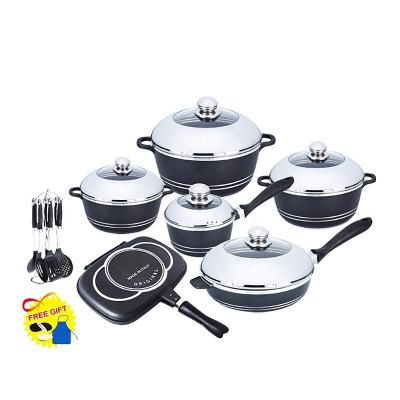 China Multifunction 23 Pcs Medical Stone Non Stick Pot Set Cookware Set Aluminum Cooking Pot Set for sale