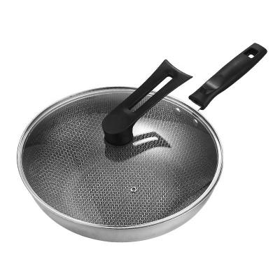 China Factory Direct Sale Kitchenware 410 Stainless Steel Cooking Pan Round Fry Pan Nonstick Frying Pan for sale