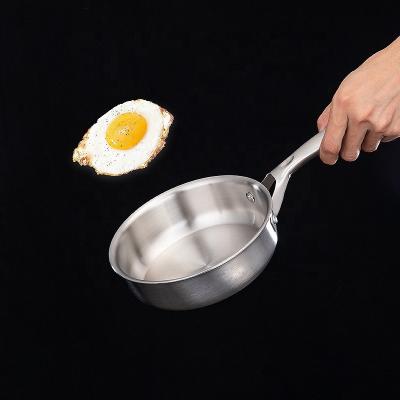 China Good Quality Cookware 16 CM Mini Pans Eggs Cooking Fry Pans 18/8 Stainless Steel Frying Pan With Stainless Steel Handle for sale