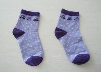 China Warmly Purple 108N Cotton Baby Socks , Kids Winter Socks with Knitted Pattern for sale