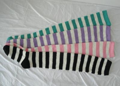 China Customized Colorful Cotton Stripe Knee High Tube Socks / Stockings For Women for sale