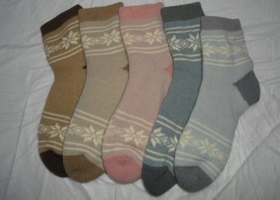 China Knitted Warm Double Cylinder Socks , Jacquard Mercerized Cotton Socks for Girls for sale