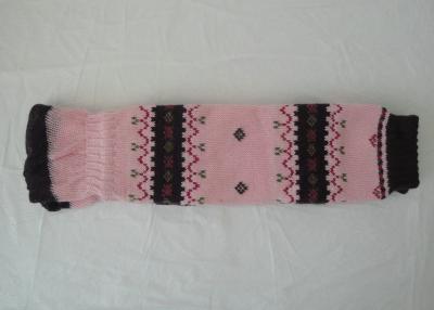 China Fashion Pink Knitted Leg Warmers , Women's Cotton Knitted Leg Warmers For Winter for sale