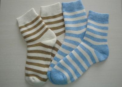 China Blue / White Angora Wool Cotton Socks 120N With Stripe Pattern for sale