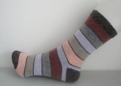 China Ladies Winter Striped Wool Socks With Single Needle / Hand Link for sale