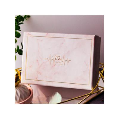 China Biodegradable Pink Designs Heart Induction Luxury Pink Custom Cardboard Boxes Marble Gift Box Paper Packaging Box for sale