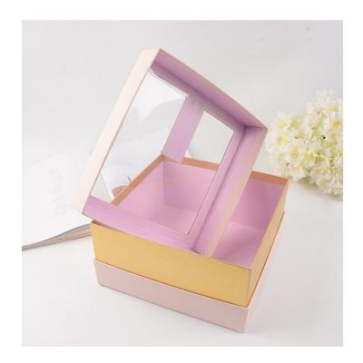 China Plastic PVC Cellophane Cardboard Beauty Box Kraft Bow See Small Gift Boxes With Window for sale