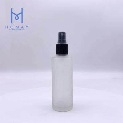 China Personal Care Customized Frost Clear Glass Cosmetic Lotion Bottle 85ml With Spray Pump for sale