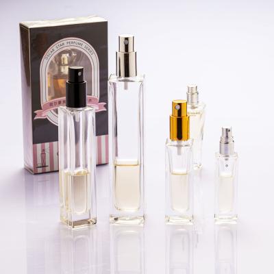 China Best Price 30ml 50ml 100ml Perfume Glass Bottles Cosmetic Square Shape Bottle For Personal Care With Spray Head for sale