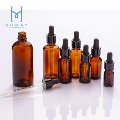 China Different Size DIN18 5ml 10ml 15ml 20ml 30ml 50ml 100ml Essential Oil Cosmetic Amber Glass Bottles With Caps for sale