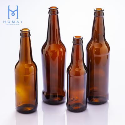 China Beverage food grade hotsale beer glass bottles green blue clear amber beer bottle 330ml, 500ml with crown cap for sale