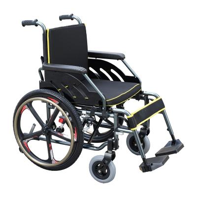 China Aluminum Alloy Manual Wheelchair With Good Quality Manual Rear Wheel 22inch Customized Wheelchair For Elderly People for sale