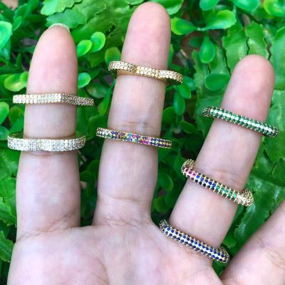 China New Trendy Trendy Fashion Jewelry Brass Unisex Gold Plated Multi Color Zircon Adjustable Open Rings for sale