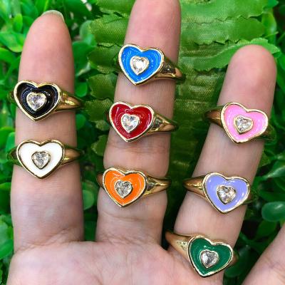 China New Fashion TRENDY Gold Plated Colorful Heart Shape Round Open Rings Jewelry For Women Girl Party Gift for sale