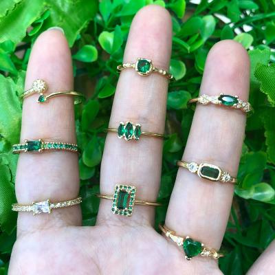 China Wholesale Hot Selling Trendy Fashion Adjustable Zircon Rings Emerald Engagement Ring Adjustable Custom for sale