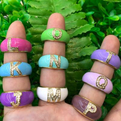 China New Design CLASSIC Fashion Jewelry Classic Engagement Letter Rings Initials Alphabet Diy Name Opening Rings For Women for sale