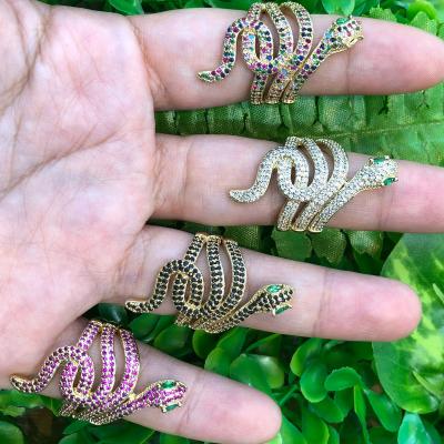 China Trendy hot selling fashion punk unisex gold plated rings multicolor rings opening snake adjustable ring for sale