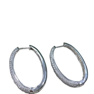 China New Fashion TRENDY Zircon Large Circle Hoop Earrings Silver U Shaped Gold Plated For Wedding Jewelry Gifts for sale