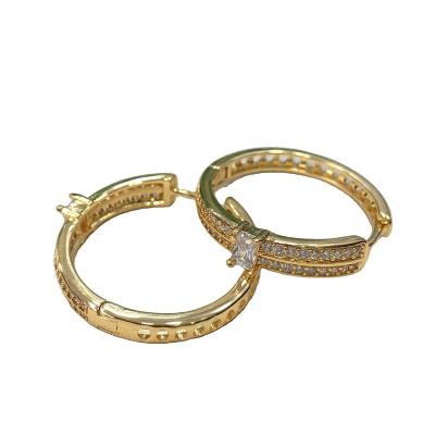 China 2022 TRENDY Customized Gold Plated Hoop Earrings With Zircon Brass Jewelry For Woman Girl for sale