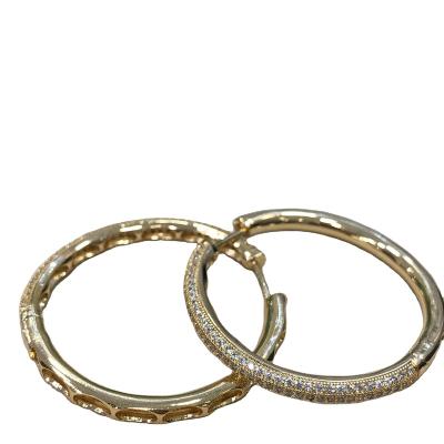 China FASHIONABLE High Quality Big Big Gold Plated Hoop Earrings With Zircon Brass Jewelry For Woman Girl for sale