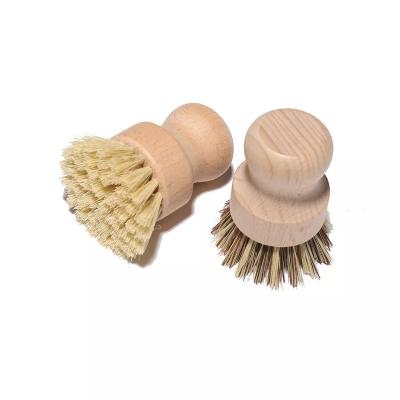 China OEM Sustainable Beech Handles With Sisal Fibers Or Palm Fiber Dishes Kitchen Cleaning Brush for sale