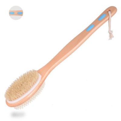 China EXFOLIATE private label wooden handle with stiff bristles and soft bristles cellulite exfoliating dry skin body brush for sale