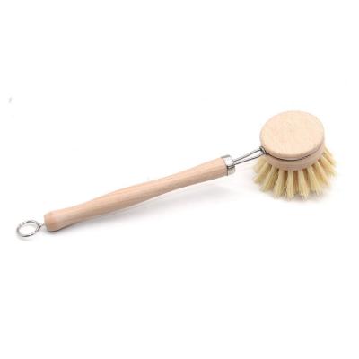 China Kitchen Sustainable Bamboo Wooden Dish Cleaning Brush Wooden Sisal Dish Washing Cleaning Brush for sale