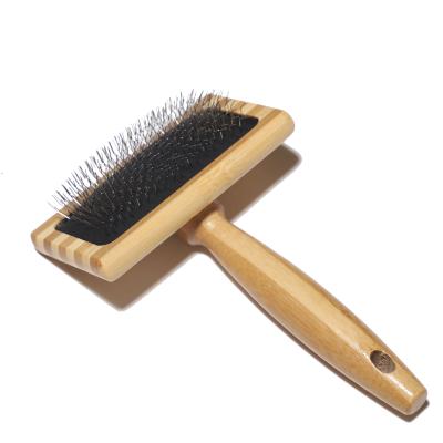 China Sustainable Bamboo Handle With Steel Bristles Dogs Hair Grooming Pets Brush for sale