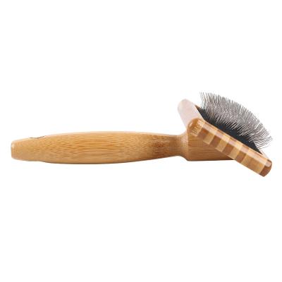 China Sustainable Eco-Friendly Bamboo Handle With Steel Bristles Dog Hair Grooming Pets Brush for sale