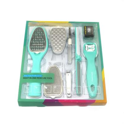 China Foot Care 8 in 1Nail Folder Dead Skin Remover Massager Manicure Pedicure Scrub Tools Foot Cleaning for sale